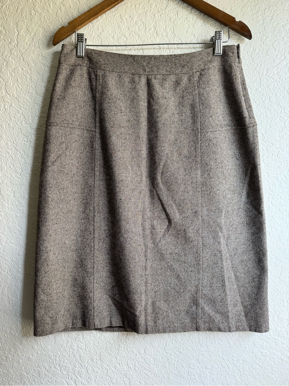 GAP Women’s Tweed A-Line Skirt Beige Cotton Wool Silk Blend Lined Work Size 10